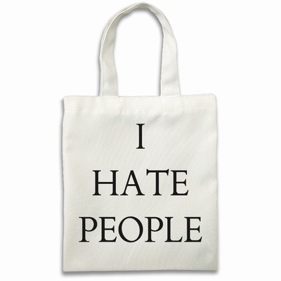 I Hate People Custom Text Cotton Shopping Bags Attractive Gift