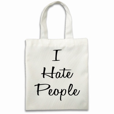 I Hate People Custom Text Cotton Shopping Bags Attractive Gift