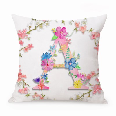 Personalized Accent Pillow Flower Alphabet Text Pillow