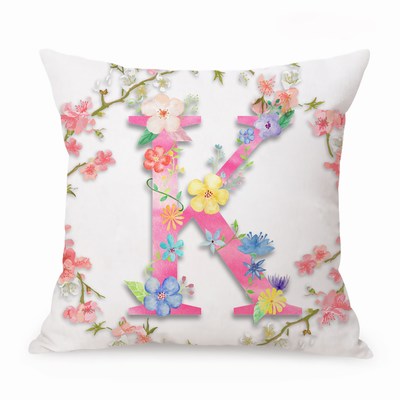 Personalized Accent Pillow Flower Alphabet Text Pillow