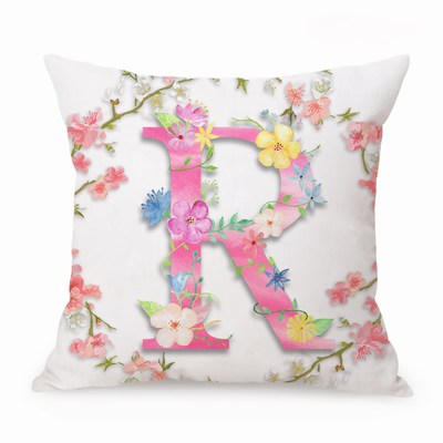 Personalized Accent Pillow Flower Alphabet Text Pillow