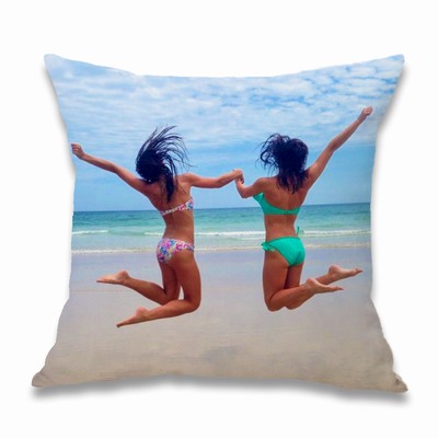 Handmade Photo Cotton Throw Pillow Customized Gift For Sister