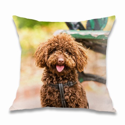 Personalised Cotton Fabric Pillow Cover With Dog Photo Cute Gift
