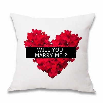 Personalised Cotton Throw Pillow Cases With Marry Me Photo