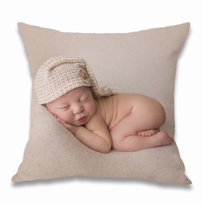 Custom Cotton Photo Pillow Decorative Personalized Gift 18x18 In