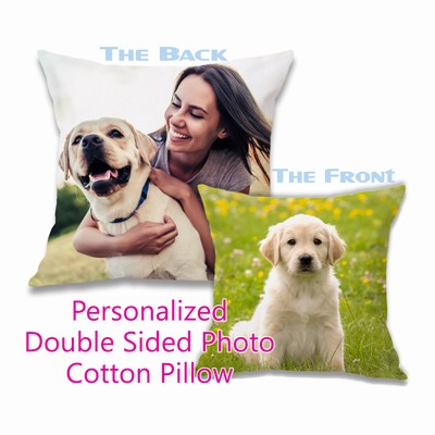 Two Sided Photo Cotton Pillow Custom Square Throw Pillow