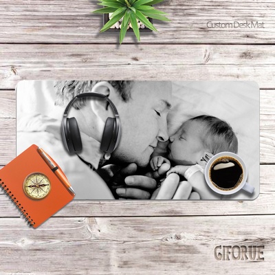 Custom-Made Father Gift Cute Laptop Mat With Your Own Photo