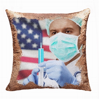 Attractive Doctor Gift Personalised Photo Magic Sequin Pillow