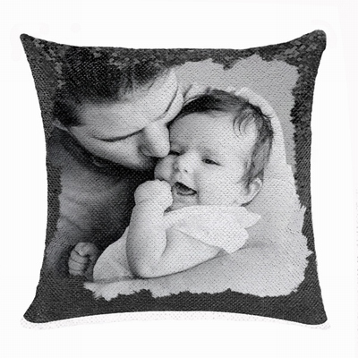 Best Personalised Double Sided Sequin Pillow Son Photo Gift