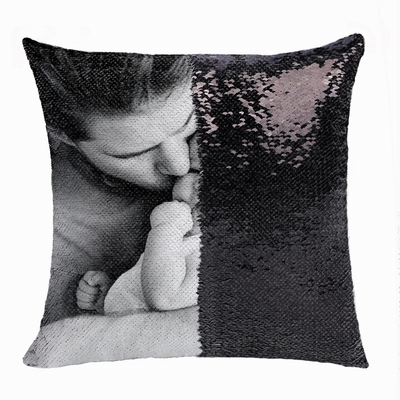 Best Personalised Double Sided Sequin Pillow Son Photo Gift