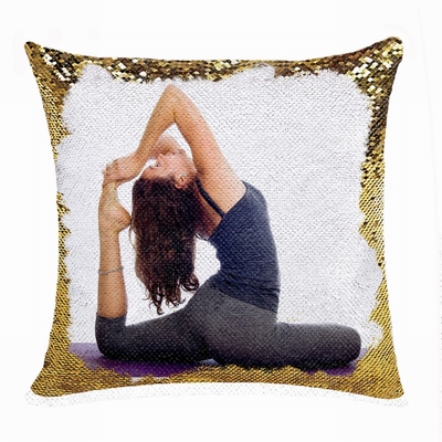Clever Personalised Flip Sequin Pillow Image Yoga Enthusiast Gift