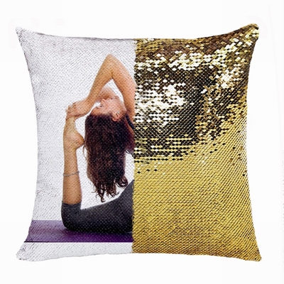 Clever Personalised Flip Sequin Pillow Image Yoga Enthusiast Gift