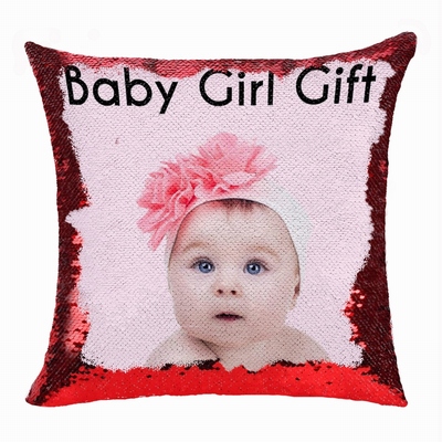 Clever Sequin Pillow Personalized Photo Gift Baby Girl