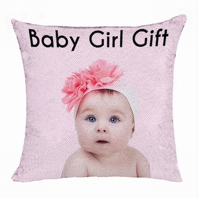 Clever Sequin Pillow Personalized Photo Gift Baby Girl