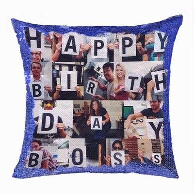 Creative Gift Personalized Photo Sequin Pillow Boss Leader