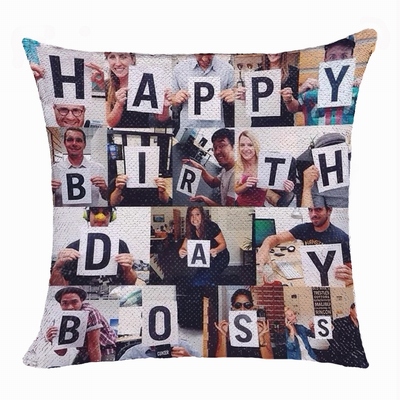 Creative Gift Personalized Photo Sequin Pillow Boss Leader