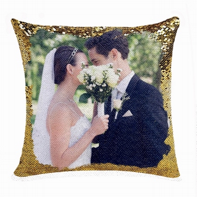 Fashionable Sequin Cushion Cover Personalised Picture Gift Wedding