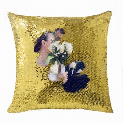 Fashionable Sequin Cushion Cover Personalised Picture Gift Wedding