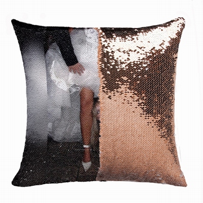 Funny Personalized Photo Text Flip Sequin Cushion Cover Funny Gift