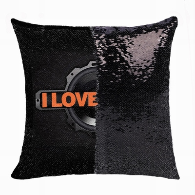 Funny Personalized Photo Flip Sequin Pillow Love Music Gift