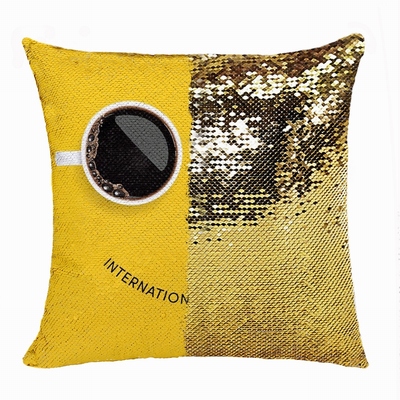 Handmade Magic Sequin Pillow Personalised Image Business Gift