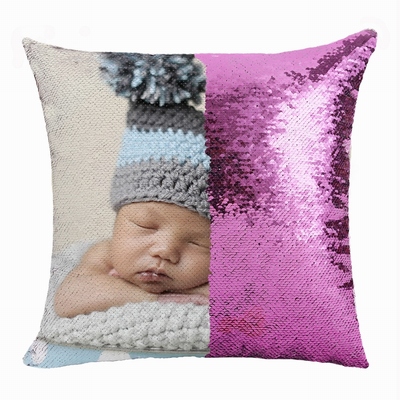 Memorial Boby Boy Gift Personalized Photo Sequin Pillow