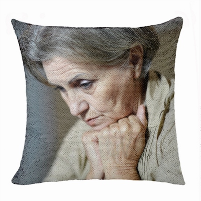 New Design Personalised Flip Sequin Pillow Old Women Photo Gift