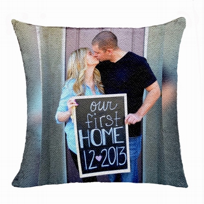 Perfect Gift Personalized Image Flip Sequin Pillow House Warming