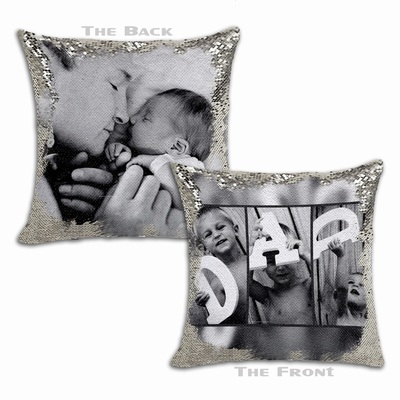 Personalised Dad Gift Creative Photo Double Sided Sequin Pillow