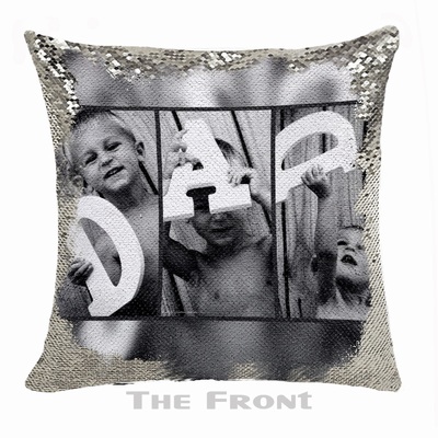 Personalised Dad Gift Creative Photo Double Sided Sequin Pillow