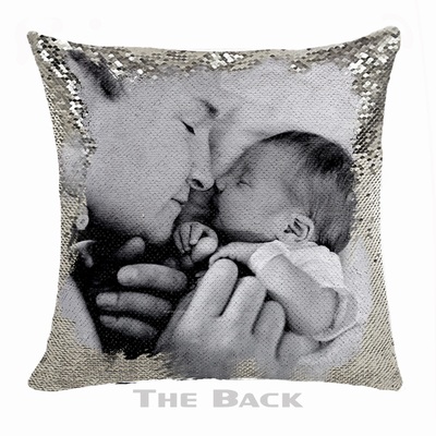 Personalised Dad Gift Creative Photo Double Sided Sequin Pillow