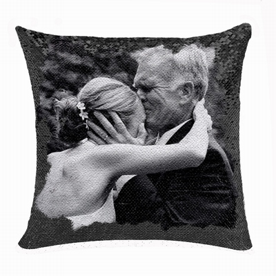 Personalised Grandpa Gift Uncommon Photo Reversible Sequin Pillow