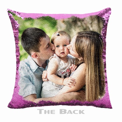 Personalised Picture Double Sided Sequin Pillow Pop Family Gift