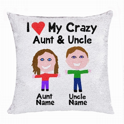 Personalised Picture Text Sequin Cushion Cover Unusual Uncle Gift