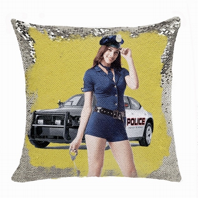 Personalized Police Gift Useful Image Magic Sequin Pillow