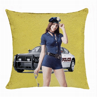 Personalized Police Gift Useful Image Magic Sequin Pillow