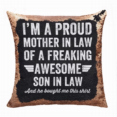 Personalized Gift Top Image Text Sequin Pillow Son In Low