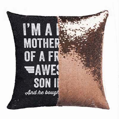 Personalized Gift Top Image Text Sequin Pillow Son In Low