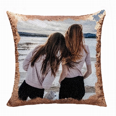 Personalized Gift Free Hide Image Text Flip Sequin Pillow Friends