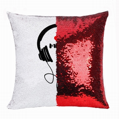 Personalized Gift Free Image Flip Sequin Pillow Love Music