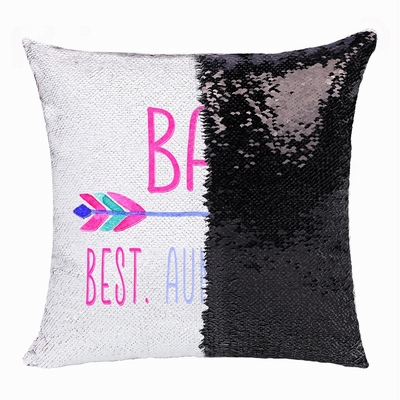 Special Gift Personalized Photo Text Sequin Pillow Aunt