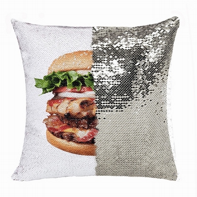 Special Gift Personalized Photo Sequin Pillow Food Hamburger