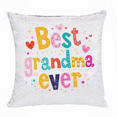 Unique Personalized Picture Text Sequin Pillow Grandma Gift