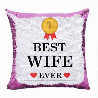 Unique Wife Gift Personalised Picture Sequin Cushion Cover