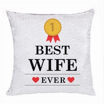 Unique Wife Gift Personalised Picture Sequin Cushion Cover