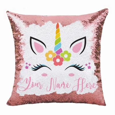 Personalized Sequin Pillow Unicorn With Name Smart Gift For Her