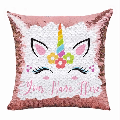 Personalized Sequin Pillow Unicorn With Name Smart Gift For Her