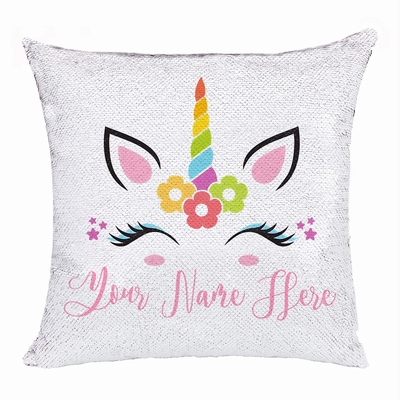 Personalized Sequin Pillow Unicorn With Name Smart Gift For Her