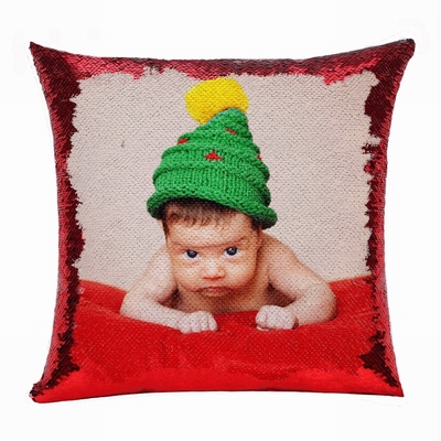 Christmas Handmade Baby Peronalized Gift Cute Photo Sequin Pillow