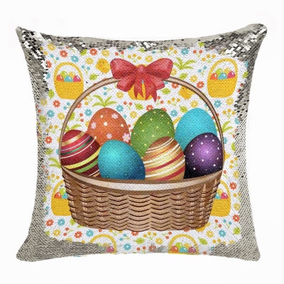 Easter Custom Handmade Gift Eggs Photo Flip Sequin Pillow